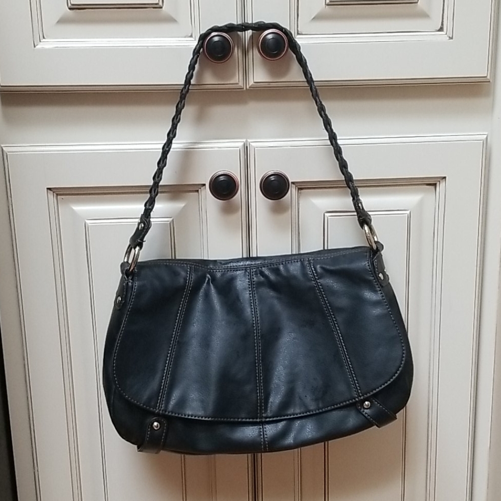 Madison Studio Black Purse with Brown Stitching